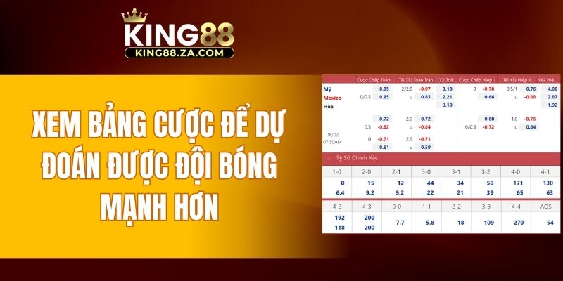 Xem bảng cược để dự đoán được đội bóng mạnh hơn